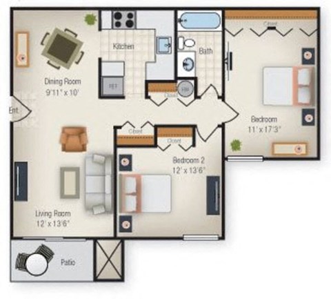 Smallwood 2 bedroom floor plan